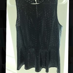 Patterned, black peplum top